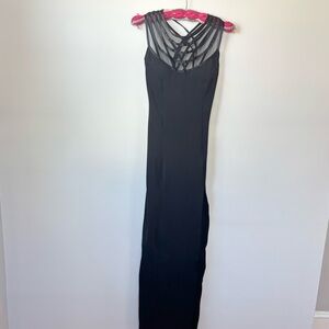 90s Black Strappy Maxi Dress